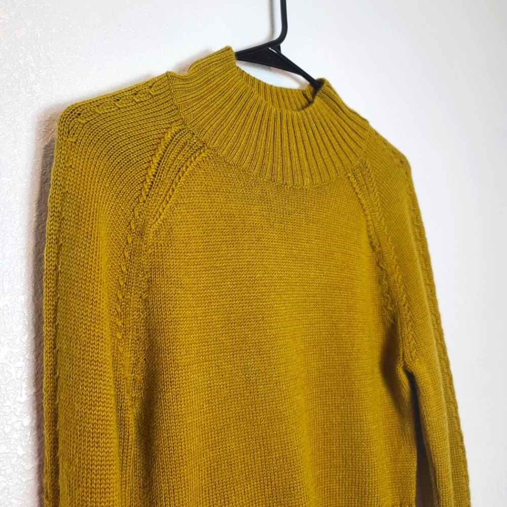 Land Of Distraction Women’s Wool Alpaca Cropped Mock Neck Sweater – Mustard Yell - Picture 8 of 10